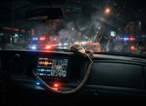 radio static and squelch used for police dispatch scene audio
