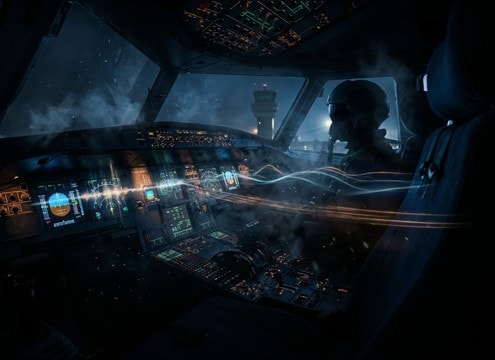 aircraft radio ambience layer with light flutter and hiss
