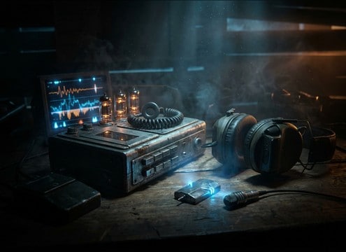 covert radio interference texture for spy listening scene