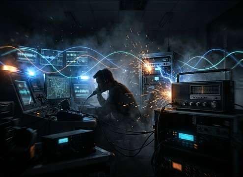 Dispatch transmission with intermittent crackle and flutter static