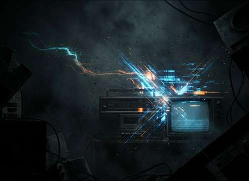 Interference burst synced to a horror signal loss cut