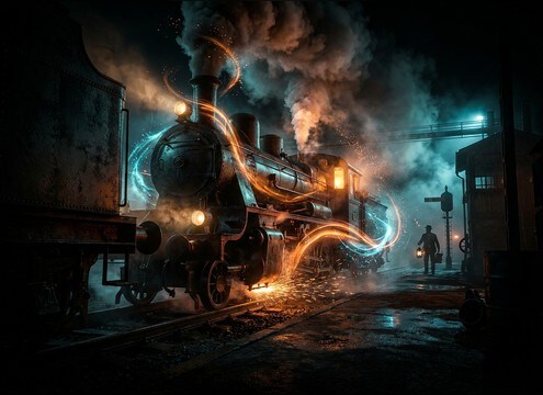 Steam train departure and chuff sound effects for period drama
