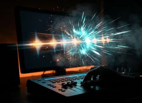 Riser sound effect aligning to a trailer transition cut