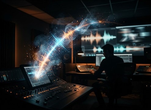 Glow-up transition with a short sparkle rise sound effect