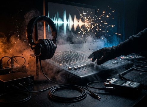Comedic mood flip using a record scratch rizz SFX