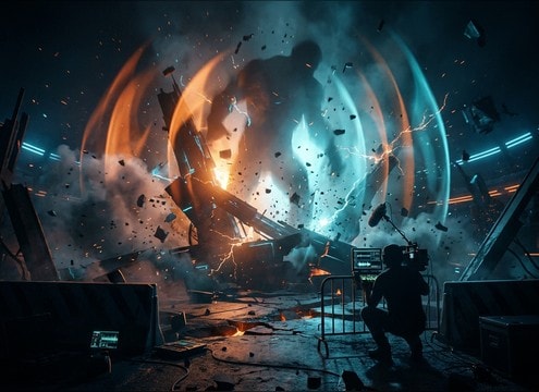 Game boss intro scene using a roar cue