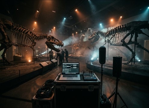 Museum exhibit audio loop using dinosaur roar