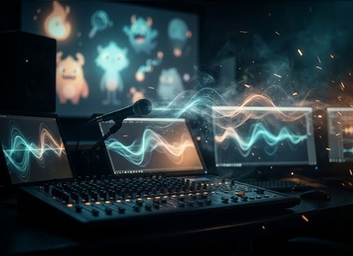 Kids animation scene with a playful roar