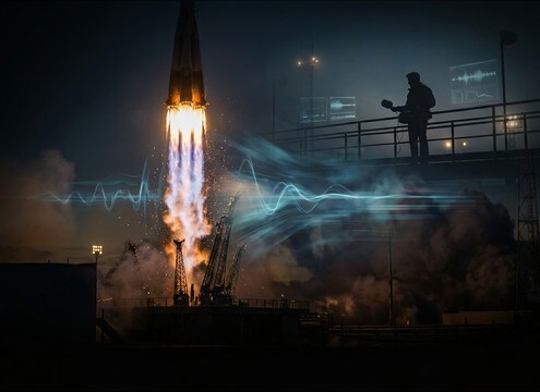 Rocket liftoff sound effect timed to a trailer reveal cut