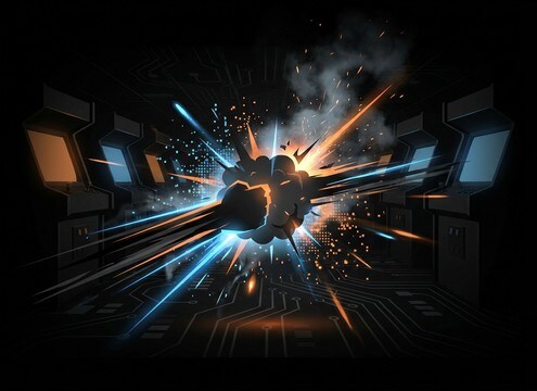 Arcade game rocket boost sound effect with short tail