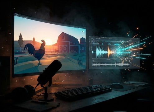 Rooster crow SFX for farm simulation day cycle