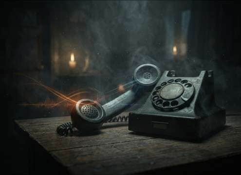 Phone screen showing a voicemail with creepy laugh audio