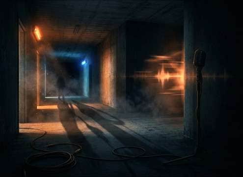 Distant hallway scream with echo tail