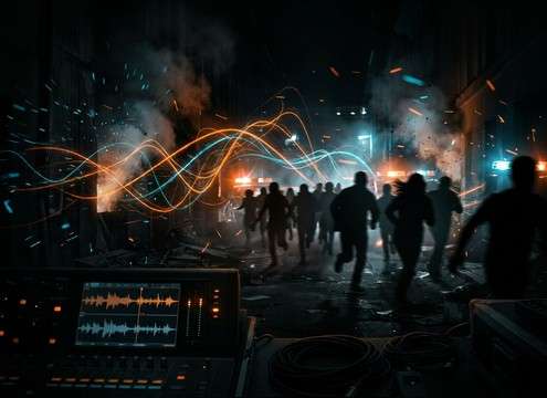 Crowd panic scream bed for evacuation sequence