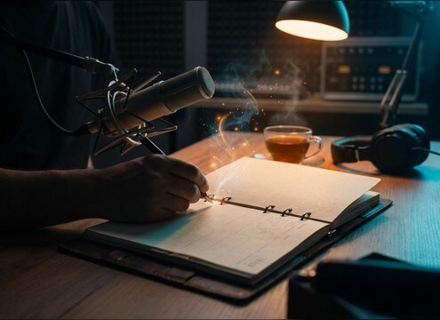 ASMR journaling with soft paper rubbing audio