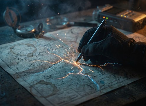 Marking a paper map with scratch paper sounds