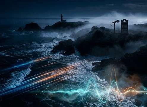 Sea wave ambience under a beach establishing shot