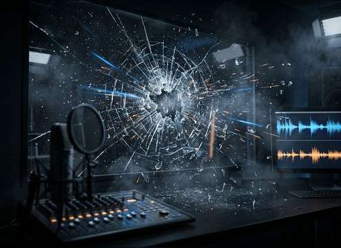 Editor syncing a window shatter to a punch-through frame