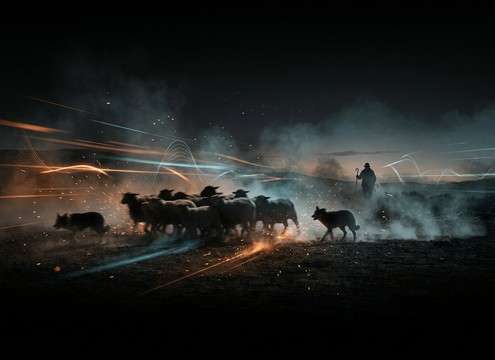 Flock sheep sounds for herding scene audio