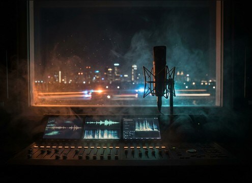 Distant city siren ambience for suspense scenes