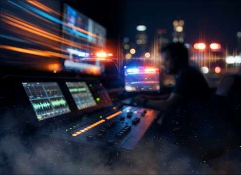 Emergency vehicle siren echoing inside a tunnel