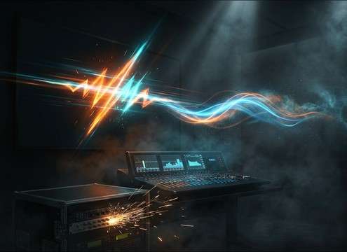 Sci-fi corridor with alarm lights and stylized siren audio