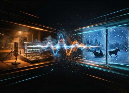 Sleigh bells approach sound for audio drama transition