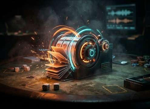 Reel spin and stop click sound for tabletop reveal moments
