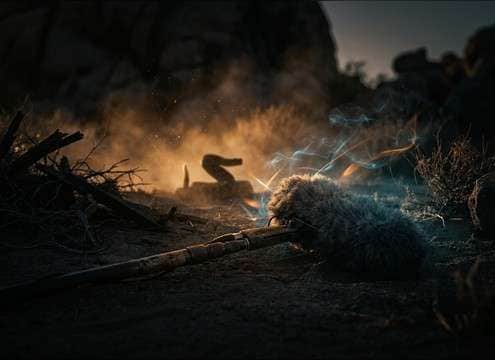 Rattlesnake warning rattle sound effect for a desert standoff scene
