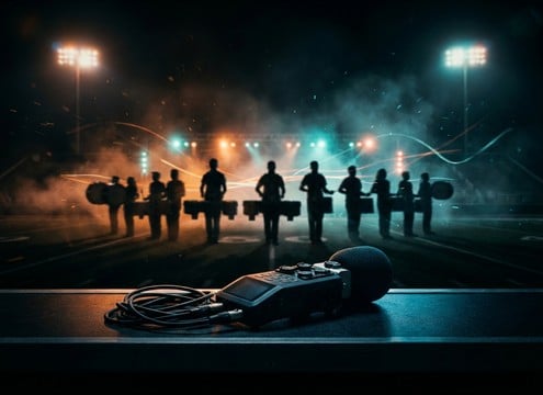 Marching snare cracks synced to a parade performance