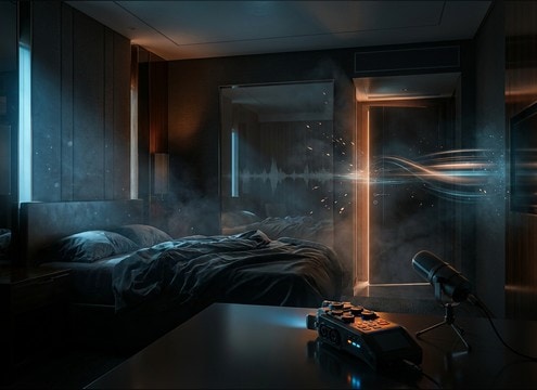 Hotel room snoring sound with subtle reflections