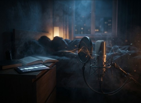 Breathy snore SFX under audiobook narration