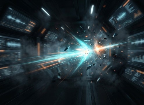 Warp jump sound effect synced to a hyperspace transition