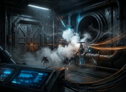 Airlock depressurization hiss for a space station corridor
