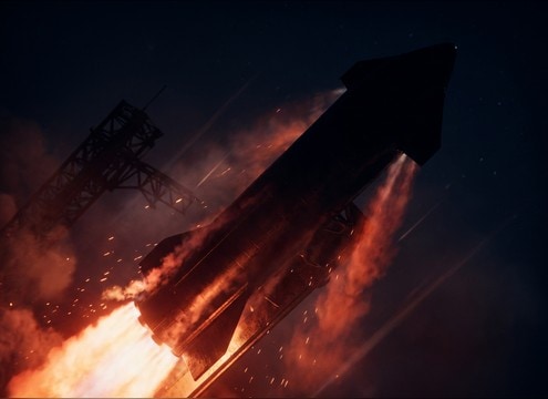 Spaceship takeoff sound for launch sequence