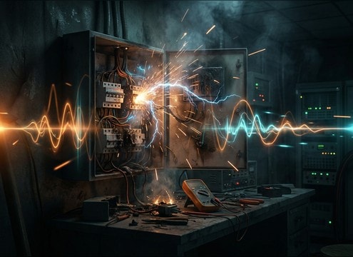 Electrical arc sparks for a panel short circuit