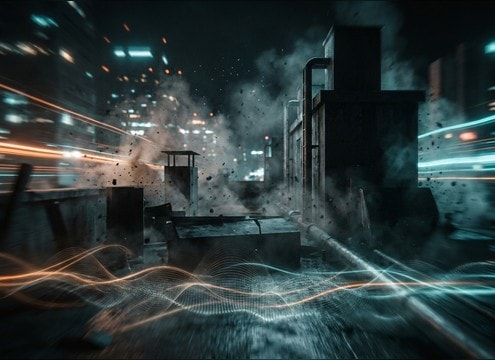 POV parkour scene with air rush speed bed under footsteps
