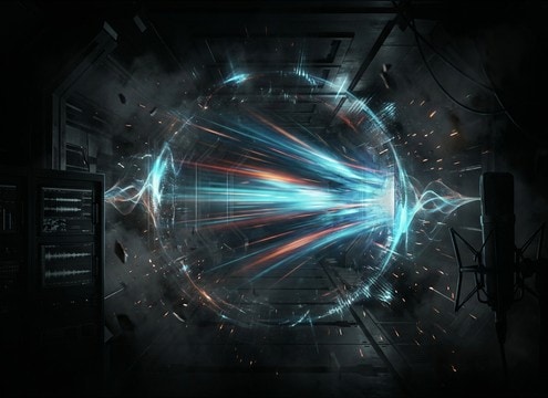 Sci-fi character dash with warp zip sound effect
