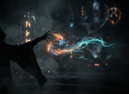 Spell sound effect synced to RPG character casting animation