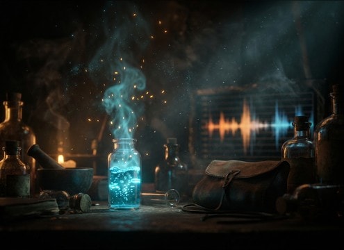 Magic sparkle sound effect for potion crafting scene