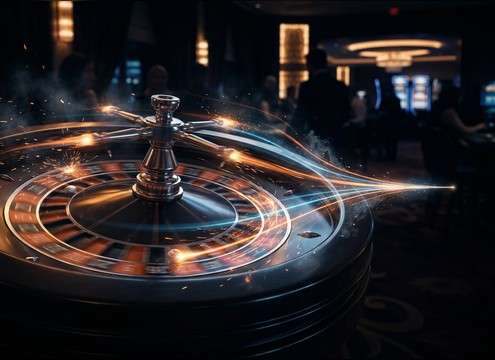 Roulette wheel spin sound effect for casino scene