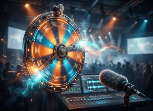 Prize wheel spinning sound effect with tick clicks