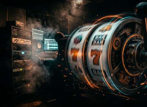 Slot machine reel spin sound effect for arcade game