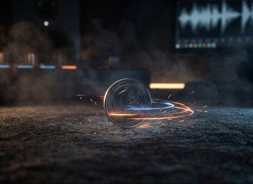 Coin spinning sound effect for tabletop close-up