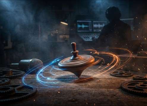 Toy spinning top whirr sound effect