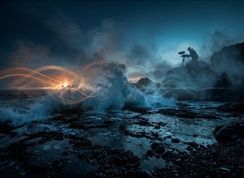 Shoreline wave slap splash sound