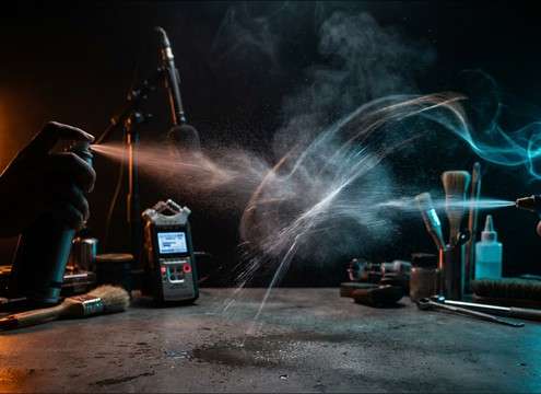 Spray bottle sound synced to cleaning montage edits
