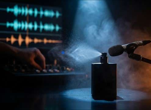 Perfume spritz spray sound for product demo video
