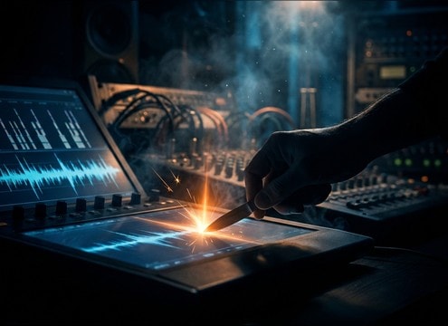 Editor placing a short knife stab hit on a hard cut