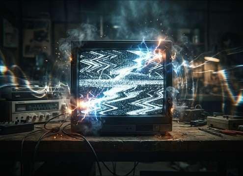 Television snow static hit during signal loss